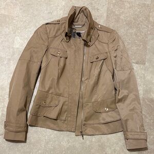 White House black market Stylish Tan Jacket with Quilted Details